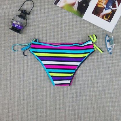 Juice Action Womens Halter Bikini Rainbow Striped..