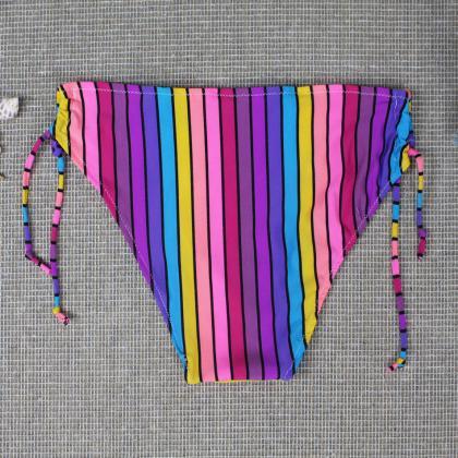 Juice Action Womens Halter Rainbow Striped Pattern..