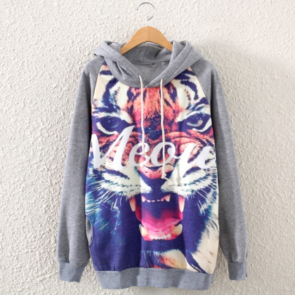 Women's Pullover Long Sleeve Tiger..