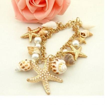 Woman Ocean Style Multi Starfish Natural Shell..