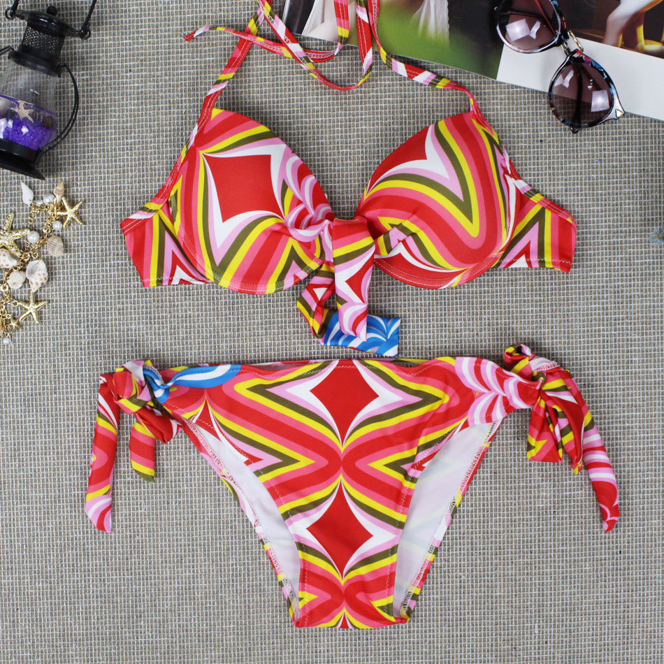 Juice Action Womens Halter Bohemian Bikini Stylish Totem Flower Swimwear Swimsuit For Summer