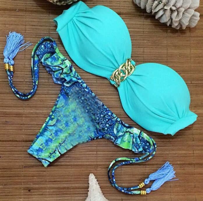 Juice Action Womens Sky Blue Comfortable Swimsuits Bikini Set