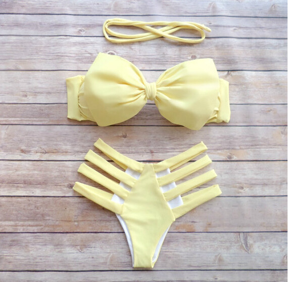 Juice Action Yellow Comfortable Swimsuits For Summer
