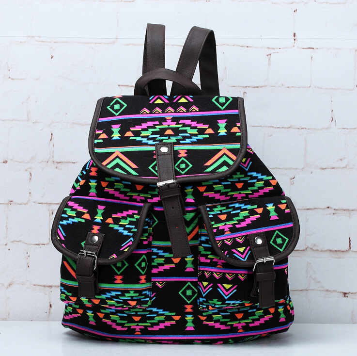 Juice Action Boho Ethnic Canvas Backpack Travel Bag on Luulla
